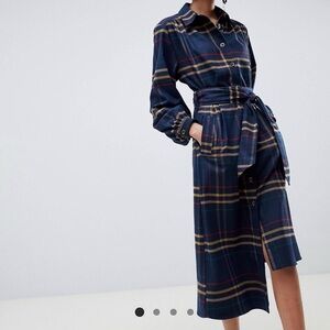 ASOS nova check print  plaid asymmetrical coat dress